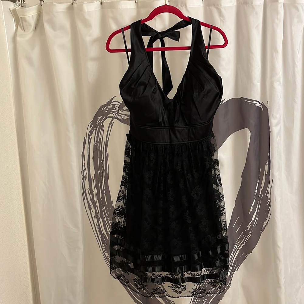 torrid Black Lace Backless Halter Dress